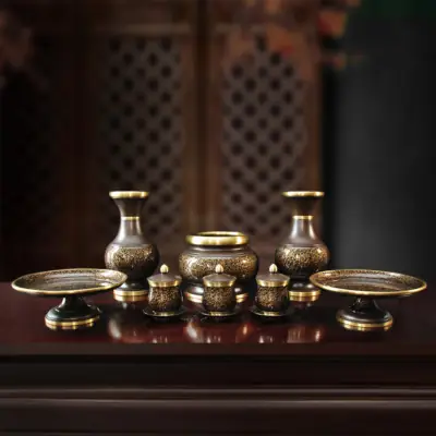 Bộ Đồ Thờ Bằng Đồng Vân Đá