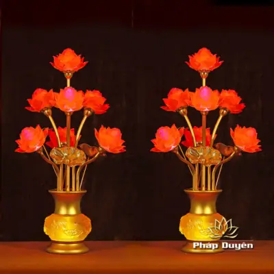 Alternative View Of Đôi Đèn Thịnh Thế Hoa Khai 7 Bông To, Cao 65cm