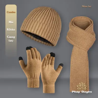 Alternative View Of Combo Mũ Len, Khăn Quàng, Gang Tay - Pháp Phục Mùa Đông Cho Quý Thầy, Phật Tử