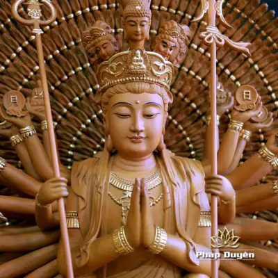 Alternative View Of Tượng Thiên Thủ Thiên Nhãn (nghìn Tay Nghìn Mắt) Ngồi, Bằng Gỗ Hương Chương (long Não), Cao 55cm (tổng 62cm)