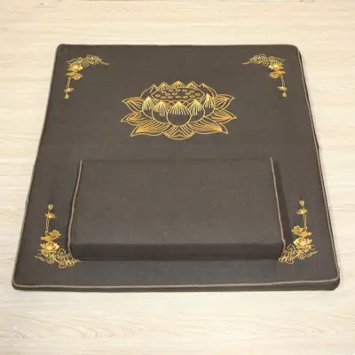 Bộ Đệm Dốc Xơ Dừa Thêu Hoa Sen Cao Cấp Ngồi Thiền Tĩnh Tọa Niệm Phật, Mầu Nâu, Kích Thước 60cmx60cm, 70cmx70cm, 80cmx80cm