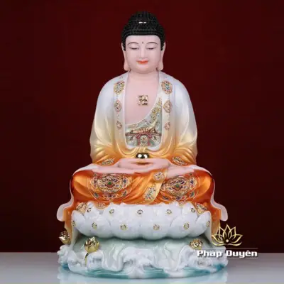 Alternative View Of Bộ Tượng Ta Bà Tam Thánh Ngồi Đế Non Nước, Bột Đá Áo Cam, Nhiều Kích Thước