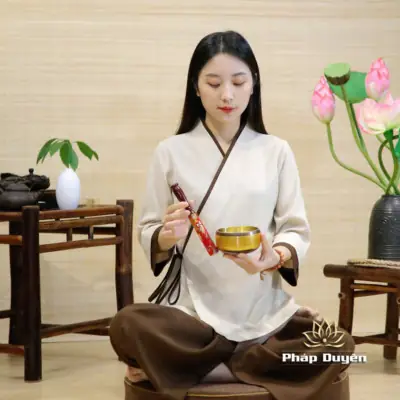 Alternative View Of Bộ Quần Áo Nữ An Hạ Thô Đũi Cao Cấp Vạt Chéo Áo Be, Quần Nâu, Size S,m,l,xl,xxl