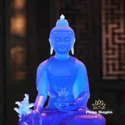 Alternative View Of Tượng Phật Dược Sư, Chất Liệu Lưu Ly Màu Xanh Dương, Cao 31cm
