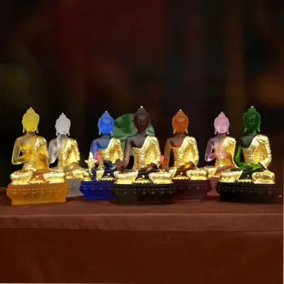Bộ Tượng Thất Phật Dược Sư Chất Liệu Đá Lưu Ly, Cao 22cm