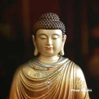 Alternative View Of Tượng Thích Ca Ngồi Tĩnh Tâm, Chất Liệu Đồng, Sơn Men Cổ, Cao 48cm