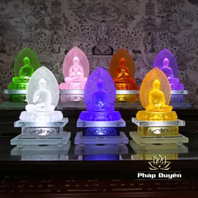 Alternative View Of Bộ Tượng Thất Phật Dược Sư Bằng Lưu Ly, Có Đế Led (tổng Cao 30cm)