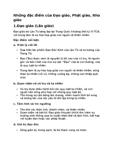 Những Đặc Điểm Của Đạo Giáo, Phật Giáo, Nho Giáo: Phân Tích Và ...