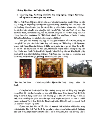 Những Đặc Điểm Nổi Bật Của Phật Giáo Việt Nam: Tính Tổng Hợp ...