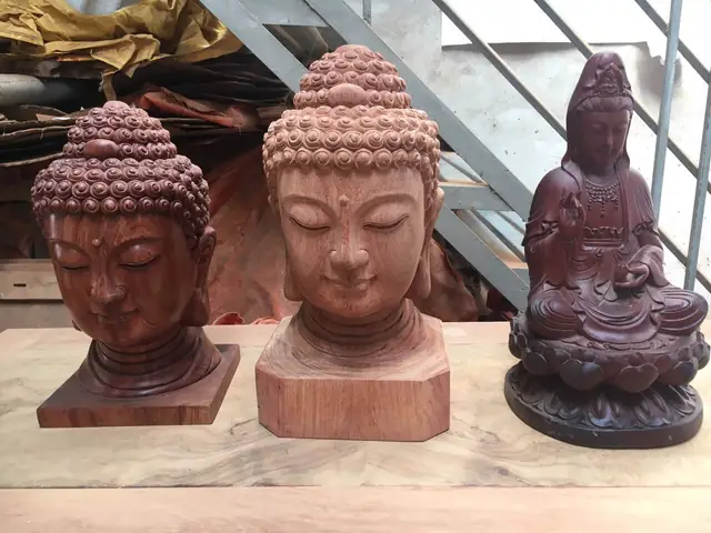 Đầu Tượng Phật Trang Trí Gỗ Gõ Đẹp - Gỗ Phương Đông