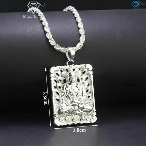 Hình Ảnh Chi Tiếtdây Chuyền Bạc Nam Mặt Phật A Di Đà To Dca0137