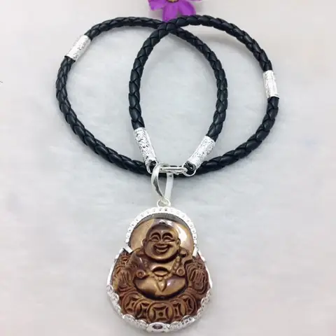 Dây Da Bọc Bạc Mặt Phật Di Lặc
