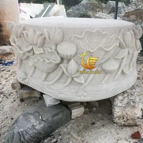 Đế Hoa Sen Đứng Cho Tượng Phật Đá Mỹ Nghệ - Cabistone