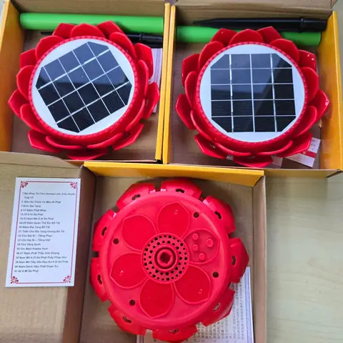 Máy Niệm Phật Hoa Sen Mini Năng Lượng Mặt Trời Có Đèn