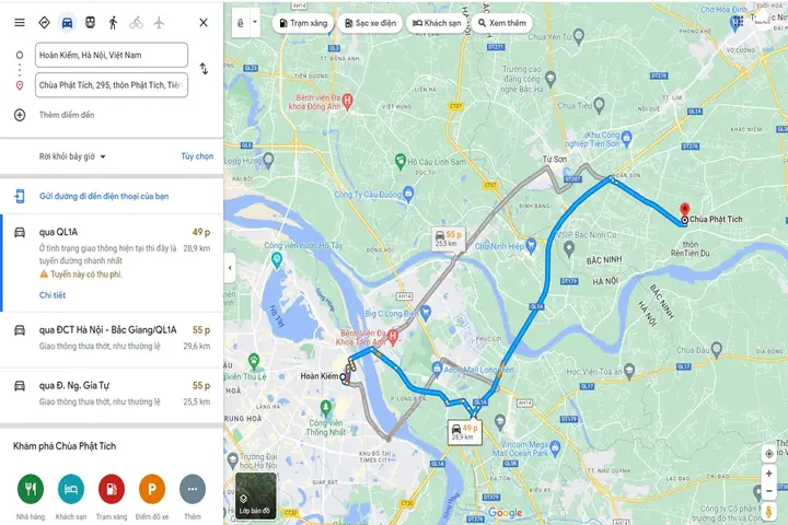 Chỉ Dẫn Phương Tiện Di Chuyển, Đường Đi Chùa Phật Tích Bắc Ninh