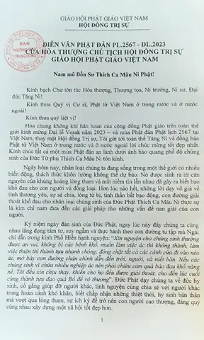 Diễn Văn Phật Đản: Vang Lại Lòng Tri Ân Và Tinh Thần Phụng Sự