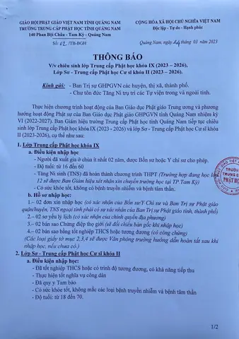 Trường Trung Cấp Phật Học Tỉnh Quảng Nam Chiêu Sinh Lớp Trung ...