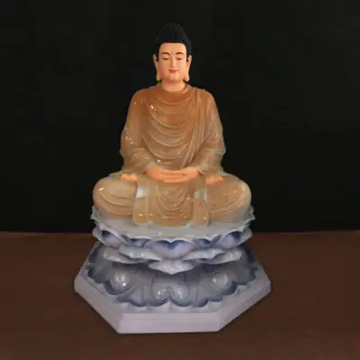 Tượng Bổn Sư Thích Ca Ngồi Đài Sen Bằng Composite Sơn Bóng Cao Cấp, Cao 180cm