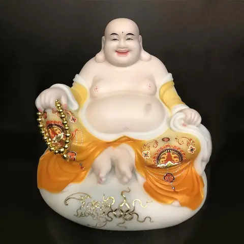 Tượng Di Lặc Bồ Tát Ngồi Túi Tiền Sơn Vàng Bằng Bột Đá, Nhiều Kích Thước