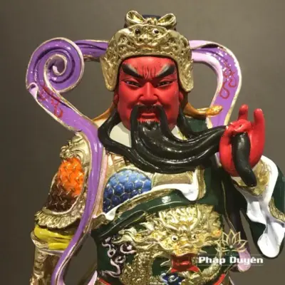 Alternative View Of Bộ Tượng Quan Công - Vi Đà Tôn Thiên Hộ Pháp Đứng, Bằng Composit Sơn Đỏ, Cao 41cm
