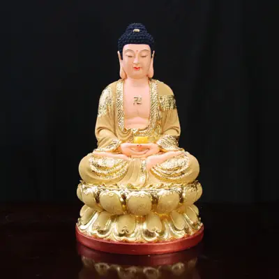 Tượng Đức Bổn Sư Thích Ca Mâu Ni Ngồi, Bằng Composite Mạ Cát Vàng, 30-48cm