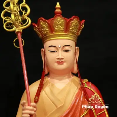 Alternative View Of Tượng Địa Tạng Bồ Tát Ngồi Áo Đỏ Có Mũ Bằng Composite, Cao 65cm