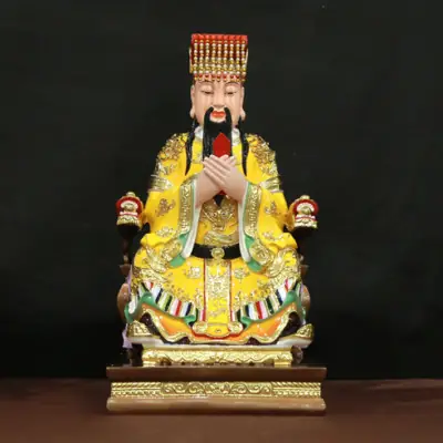 Tượng Ngọc Hoàng Ngồi Ngai Rồng Áo Vàng Bằng Composite, Cao 48 - 66cm