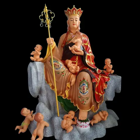 Tượng Địa Tạng Bồ Tát Ngồi Chất Liệu Composite Sơn Cao Cấp, Cao 1.3m