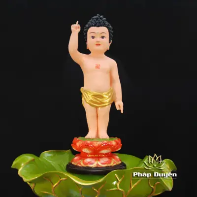 Alternative View Of Chậu Tắm Phật Đản Sanh Lá Sen, Chất Liệu Composite, Cao 42cm Rộng 80cm