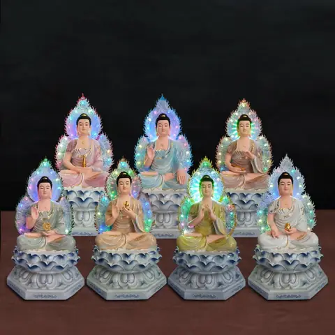 Bộ Tượng Dược Sư Ngồi Đài Sen Cao Cấp | Chất Liệu Composite | Cao 65cm (tổng Lá Đề 80cm)