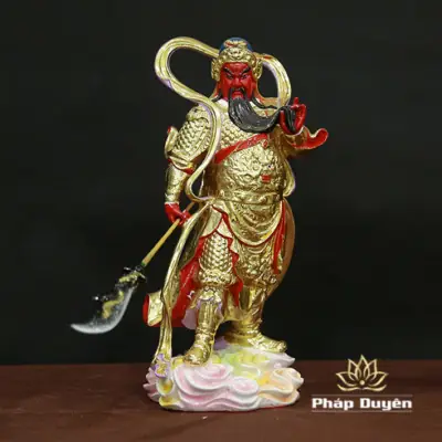 Alternative View Of Tượng Quan Công Vi Đà Đứng Bằng Composite Sơn Mạ Vàng, Cao 25cm