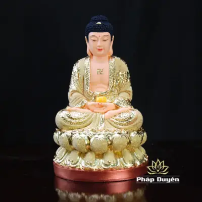 Alternative View Of Tượng Đức Bổn Sư Thích Ca Mâu Ni Ngồi, Bằng Composite Mạ Cát Vàng, 30-48cm