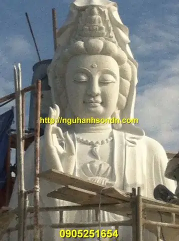 Tượng Phật Quan Âm Bằng Đá Xanh Ngọc Ấn Độ