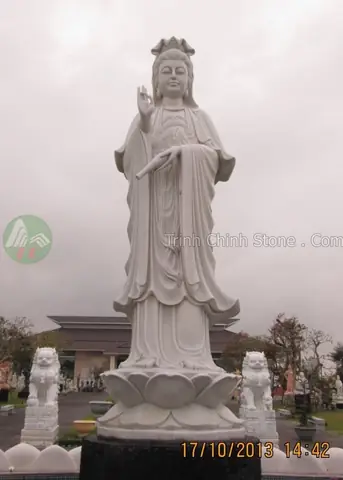 Mẫu Tượng Quan Âm Đứng Bằng Đá Giá Tốt