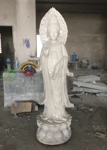 Mẫu Tượng Quan Âm Đứng Bằng Đá Giá Tốt