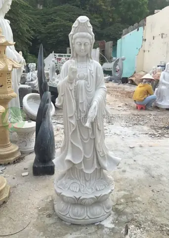 Mẫu Tượng Quan Âm Đứng Bằng Đá Giá Tốt