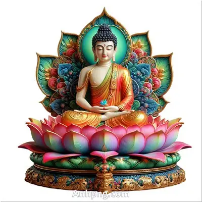 Ảnh Phật Lập Thể Với Hào Quang Hoa Sen Vector Corel Ai Phật Giáo