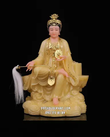 Tượng Diêu Trì Địa Mẫu Thạch Anh Ngồi Bệ Đá Dtdm-008
