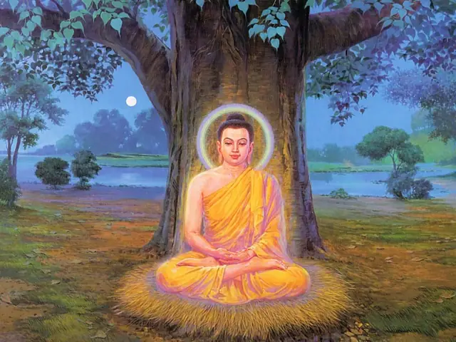 Hình Ảnh Phật Thích Ca Ngồi Dưới Gốc Cây Bồ Đề