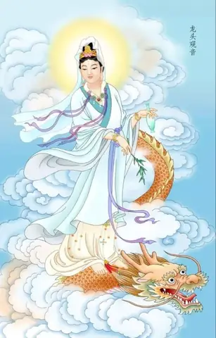 Bộ Hình Nền Phật Quan Thế Âm Bồ Tát Đứng Trên Mây Cho Điện Thoại