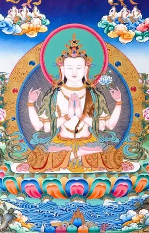 Hình Nền Phật Quan Âm Đang Ngồi Thiền Trên Đài Hoa Sen Cho Điện Thoại