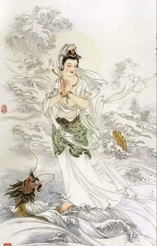 Hình Nền Phật Quan Âm Đang Đi Trên Nước Cho Điện Thoại