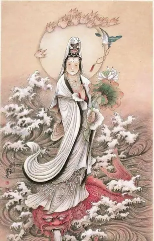 Hình Nền Phật Quan Âm Đang Đi Trên Nước Cho Điện Thoại