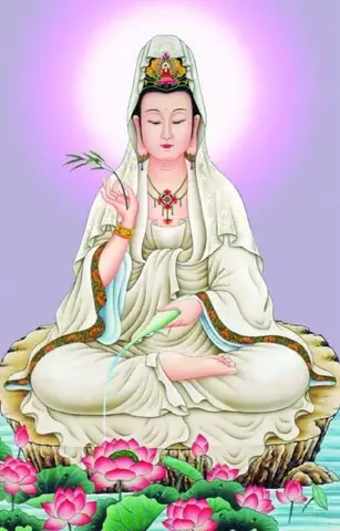 Hình Nền Phật Quan Âm Đang Ngồi Thiền Trên Đài Hoa Sen Cho Điện Thoại