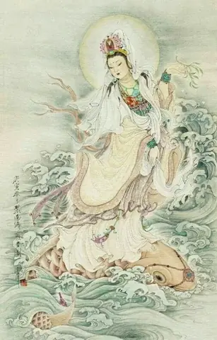 Hình Nền Phật Quan Âm Đang Đi Trên Nước Cho Điện Thoại