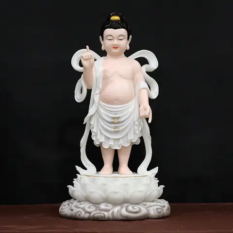 Tượng Phật Đản Sinh Màu Trắng, Bằng Bột Đá, Cao 65cm
