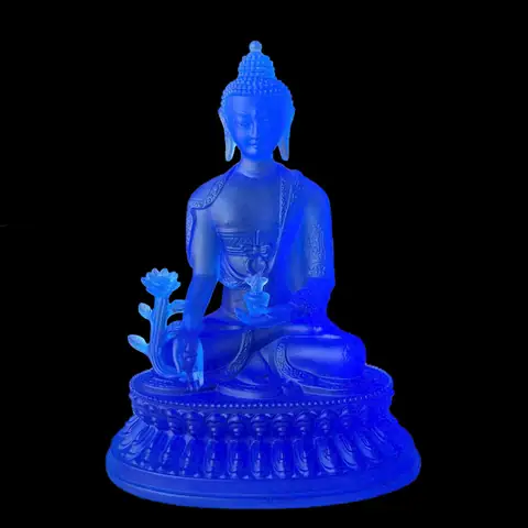 Tượng Phật Dược Sư Lưu Ly Màu Xanh, Cao 25cm