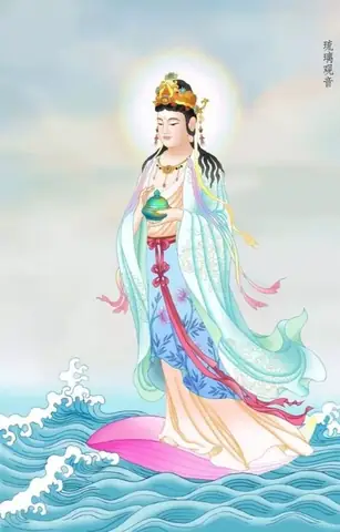 Hình Nền Phật Quan Âm Đang Đi Trên Nước Cho Điện Thoại