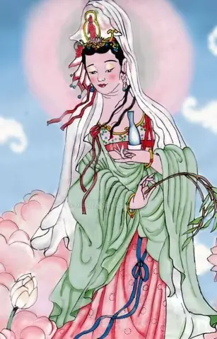 Bộ Hình Nền Phật Quan Thế Âm Bồ Tát Đứng Trên Mây Cho Điện Thoại