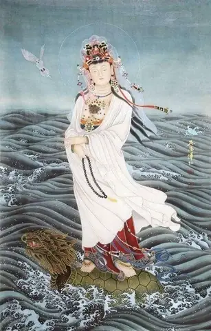 Hình Nền Phật Quan Âm Đang Đi Trên Nước Cho Điện Thoại